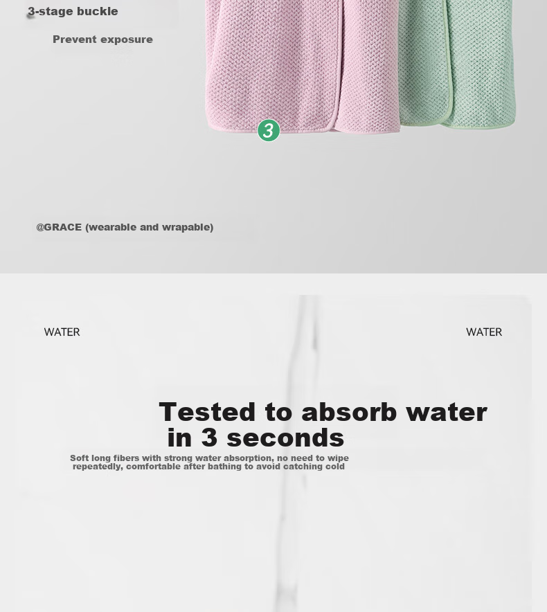 Jieliya Bathrobe for Men And Women, Wrap-Around Towel, Bath Towel Style, Home Use, Absorbent Bath Skirt, Loungewear Bathrobe, Pink 7