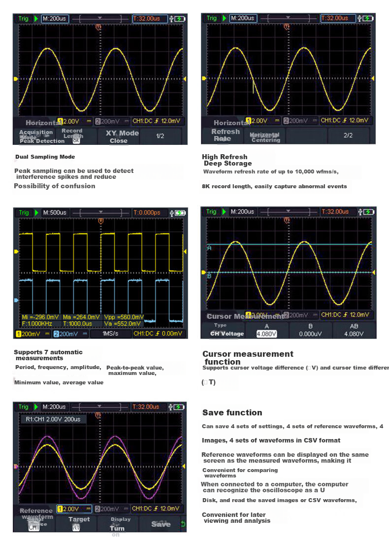VICTOR Handheld Oscilloscope, Portable Digital Oscilloscope, Multimeter, Multi-Function Three-In Household VC240S 6