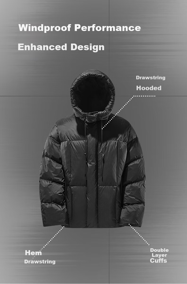 GXG Men's Fashionable Lightweight Hooded down Jacket, Winter 2024 New Product, Black, Size 180/XL 6