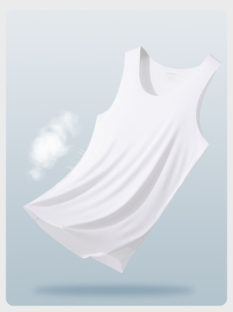 Ordifen [60 Modal] Men's Tank Top, Summer Ice Silk Seamless Thin Sports Undershirt, White, 2XL 6
