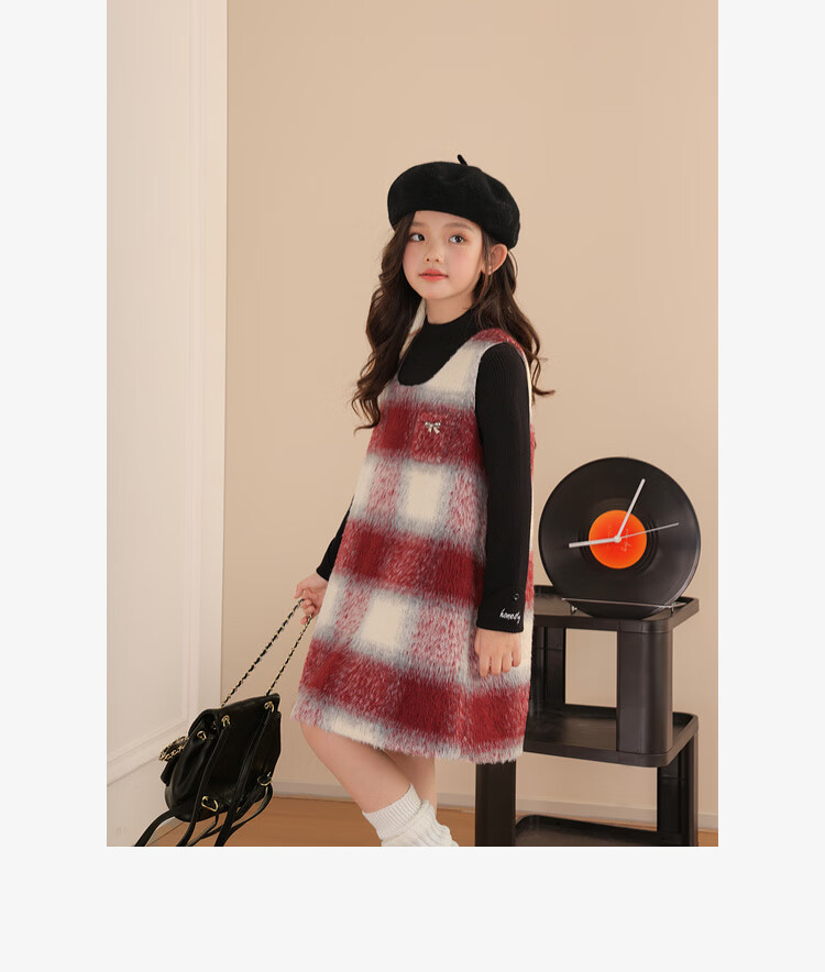 LUSON Chen Dazhu Girls' Vest Dress 2025 Autumn Winter New Year Greeting Red Children's Dress 13