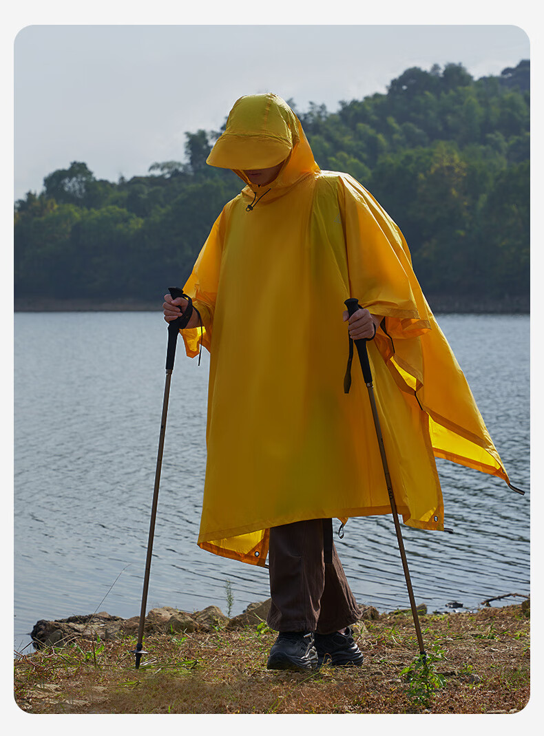 MOBIGARDEN Outdoor Camping Hiking Ultra-Light Multifunctional Rain Poncho, Raincoat, And Sunshade Three-In NX23667004 Lemon Gree 17