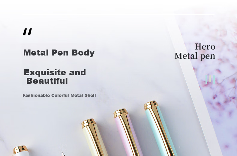 HERO Fountain Pen 1302D Iridium Nib Student Posture Correction Pen Office Signature Pen Ink Pen Pink (Dark EF Nib) 1