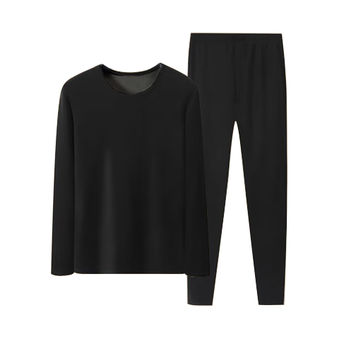 LangSha Men's Autumn Underwear Set, Thin Modal Round Neck Base Layer, Cotton Thermal Underwear for Me