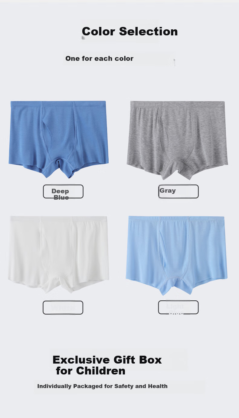Hzasz Modal Children's Boxer Briefs for Boys, Ages 6-12, Antibacterial Shorts for Young And Older Kids 12