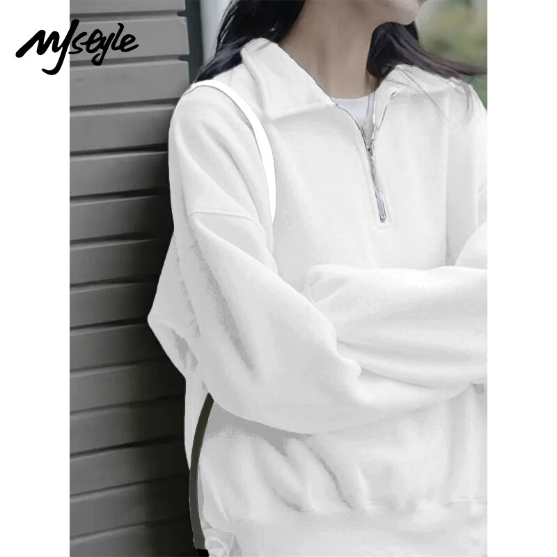 MJ STYLE Casual Lapel Sweatshirt for Women, New Spring And Autumn 2026 Style, Half-Zip Trendy Versatile Fashionable Preppy Jacket Top