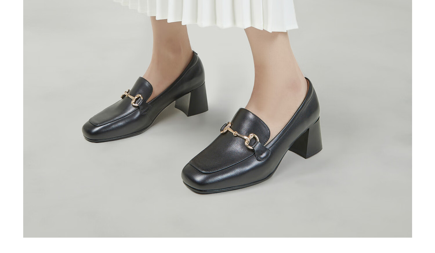 COMELY Genuine Leather Loafers for Women, Spring And Summer New Style Thick-Soled Chunky Heel Petite Commuter British Style Small Leather Shoes, Black, Size 39 5