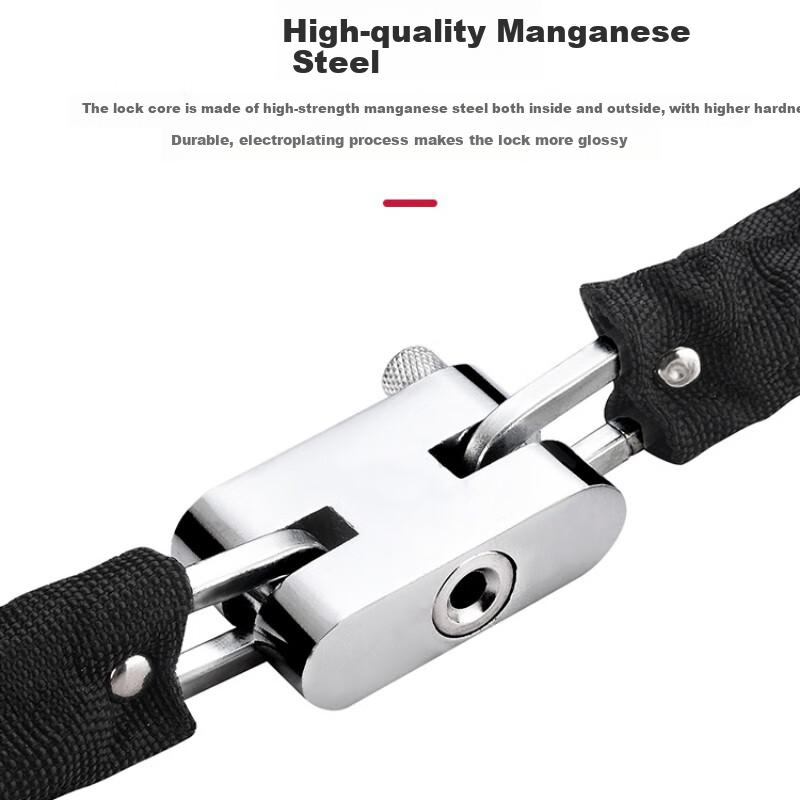 Chugong Chain Lock, Anti-Theft Chain Lock, Cut-Resistant Iron Chain Lock, Suitable for Tricycles, Bicycles, Motorcycles, Electric Bikes, 1 Meter 2