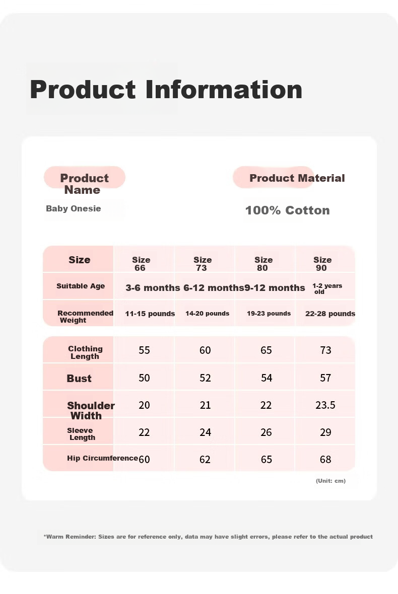 AIBEDILA Newborn Baby Romper Spring And Autumn Style, Pure Cotton Onesie, Unisex Baby Mid-Open Crawling Suit, Early Autumn Bodysuit, Size 66 10