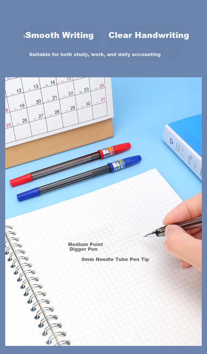 BAOKE B79 Ballpoint Pen, Medium Oil Pen, 0.7mm Semi-Needle Tip, for Students And Office Use, Original Pen, Bill Pen, Black, 12 Pens/box 6
