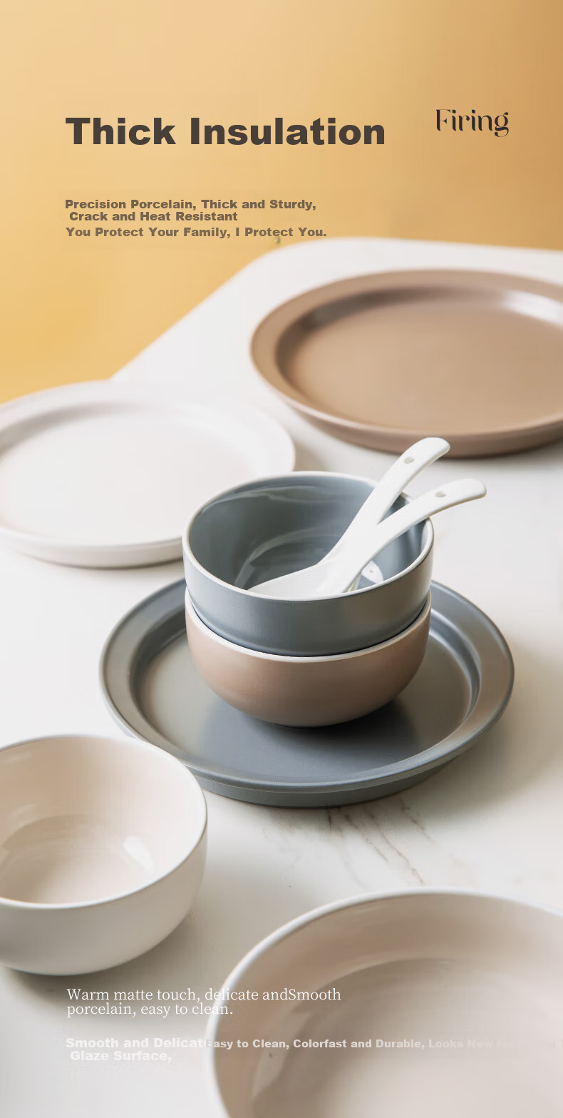 IJARL Ceramic Bowl Tableware Set, Nordic Style Plates, Spoons, Bowls, Chopsticks, Housewarming Gift Box Set, Manhattan 46-Piece Set 6