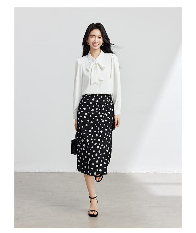 Bodexiaojie Women's Chiffon Bow Tie Blouse, Professional Commute Formal Wear, Inner Layer for Petite Figures, Interview Shirt, White, XL 14