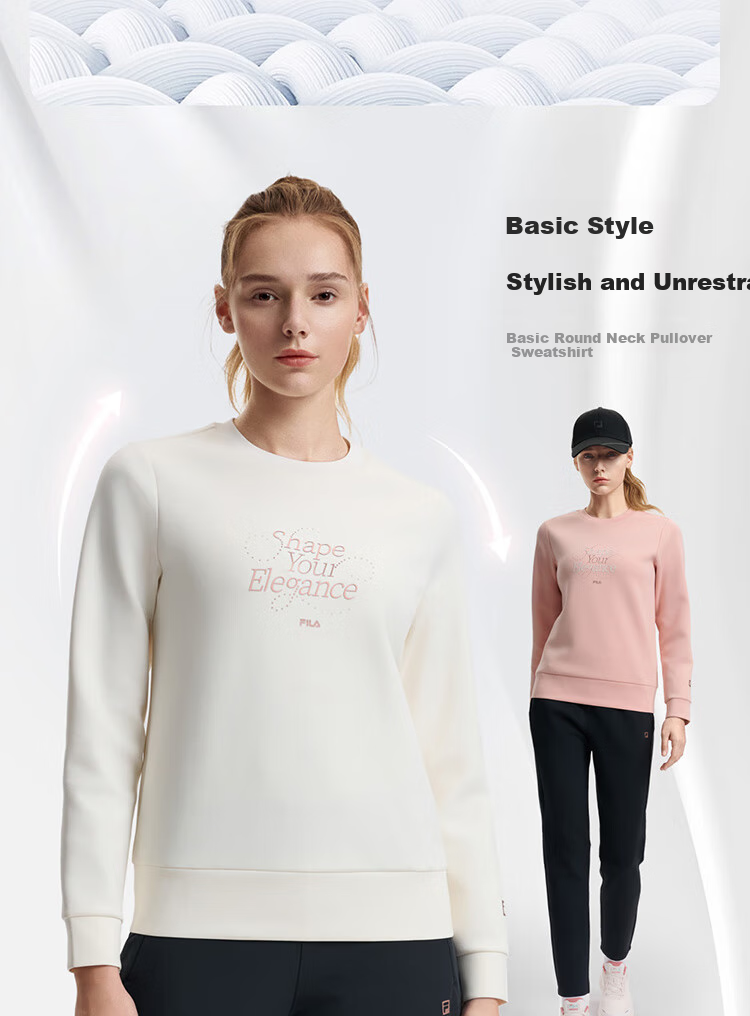 FILA Official Women's Pullover Hoodie, Autumn And Winter Fitness Sports Simple Basic Knit Top 3
