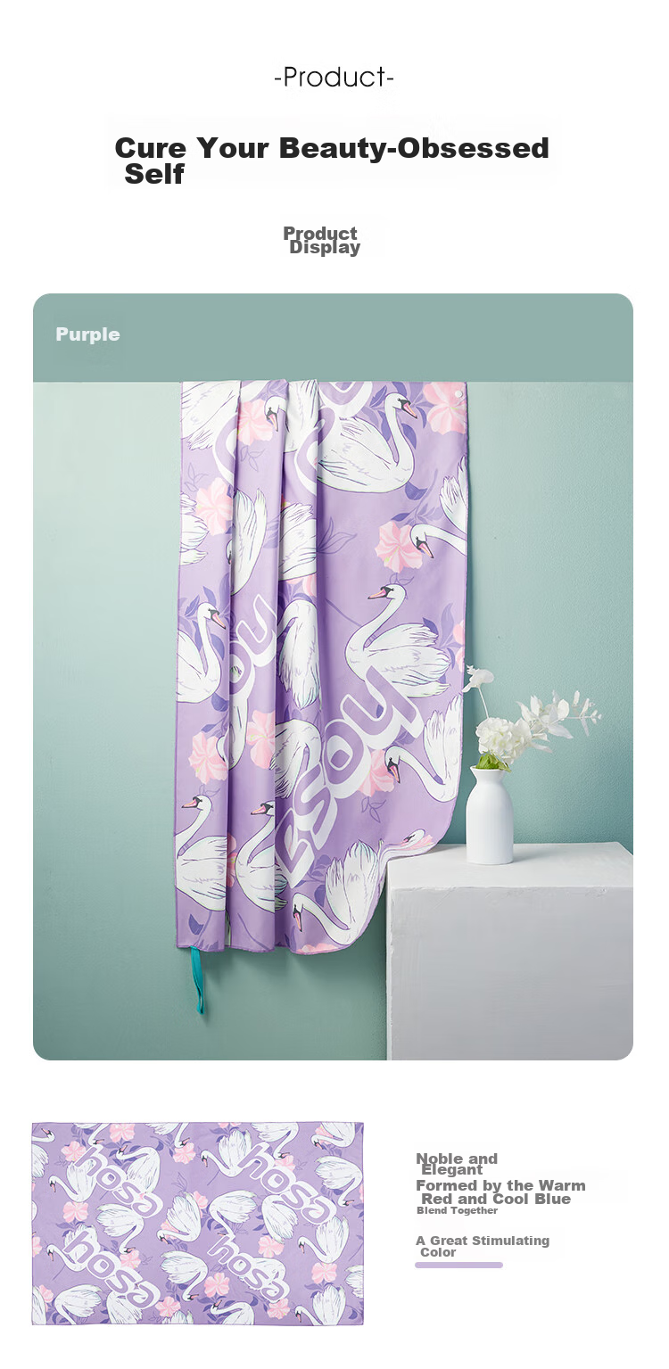 Hosa Quick-Drying Swimming Towel, Absorbent Towel for Women, Sports Fitness Towel, Portable Hot Spring Travel Beach Towel, Purple 12