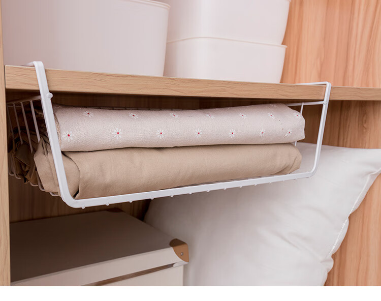 Ourunzhe Under-Cabinet Storage Rack, No Drilling Required, Cabinet Organizer, Hanging Divider, Kitchen Spice Rack, Hanging Basket, Under-Cabinet Shelf 7