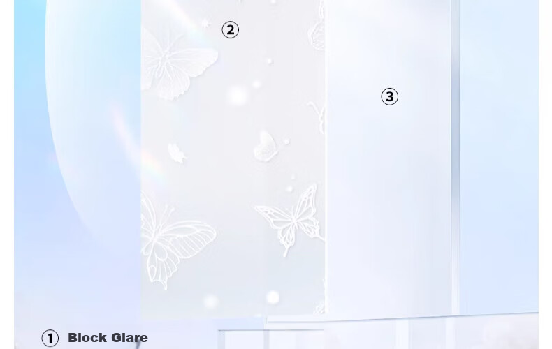Zichen Window Static Cling Frosted Film, Light-Transmitting But Opaque Window Sticker, Glass Decal, Bathroom Privacy Film 20