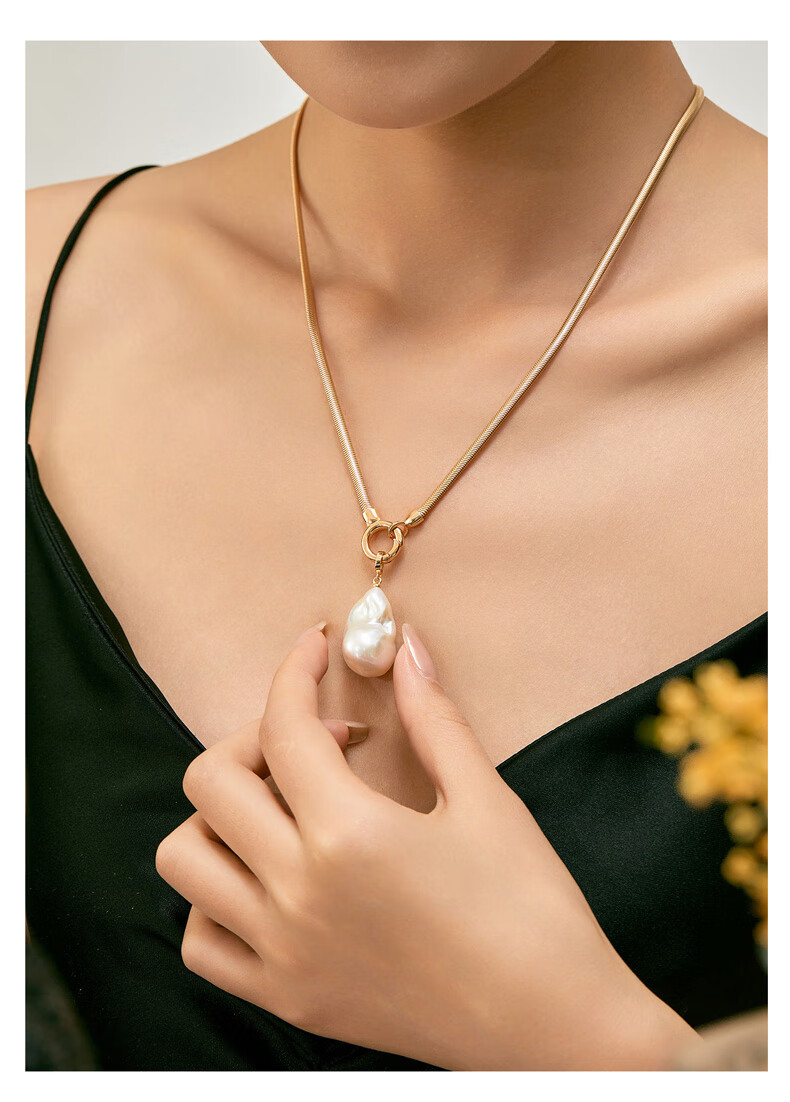 Amber Lollipop Baroque Pearl Necklace, Women's Niche Pendant, Birthday And Mother's Day Gift for Mom Or Wife, Practical Present 3