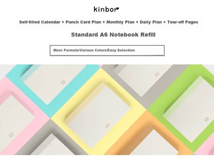 Kinbor Grid 128 Sheets A6 Planner Notebook Refill Pages / Journal Inner Pages Replacement, Upgraded Version DTB6612-1 Gift 2
