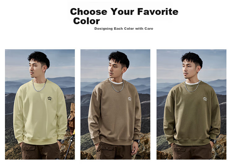 JEEP Spring And Autumn Round Neck Sweatshirt for Men, Loose Casual Sports High-End T-Shirt Top Outerwear 4