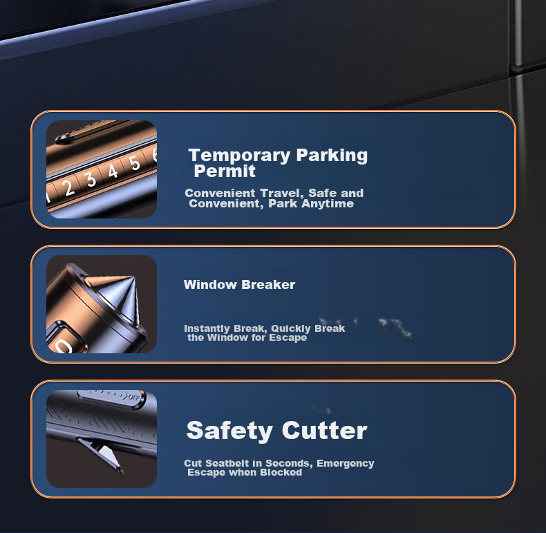 Jumu Car Safety Hammer, Temporary Vehicle Moving, Parking Removal Phone Number Plate, In-Car Air Freshener, Car Interior Window Breaker Perfume 8