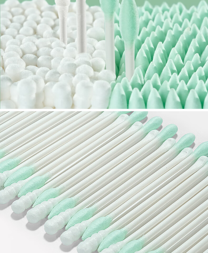 CHUSHE Disposable Double-Ended Cotton Swabs White and Blue Dual Color 300pcs 2 Boxes Paper Shaft Ear Cleaning Multi-Purpose Spiral Head Beauty 3