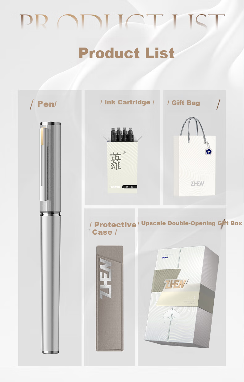 HERO Fountain Pen, Zhenrong Series Light Luxury 10K Gold Pen, Platinum Color Ink Cartridge Gift Box, High-End Signature Pen for Women, Elegant Gift for Leaders And Teachers 4