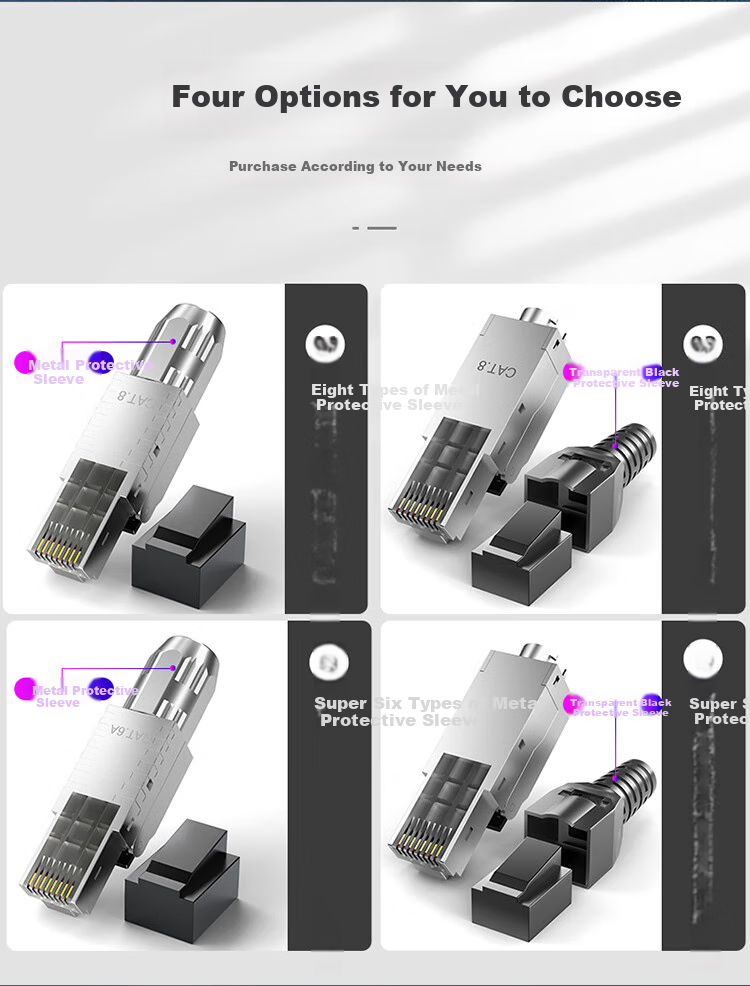 SAMZHE CAT8 Shielded Tool-Free Crystal Head, Engineering-Grade CAT8 10Gbps Tool-Free RJ45 Network Cable Connector, No-Tool CAT5e Ethernet Cable Connector, Single Pack MDC82 2