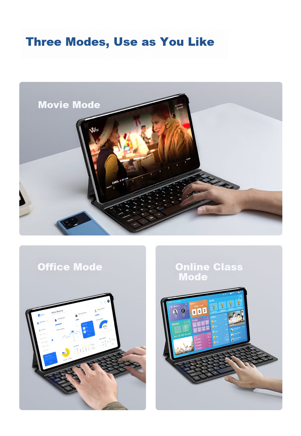 COOLSTART Keyboard Case for Lenovo Xiaoxin Pad 2024 / ZhaoYang K10 Integrated Smart Control Bluetooth Tablet Case 7