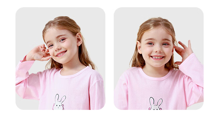 DEESHA [100% Cotton] Children's Pajamas, Girls' Spring And Summer Thin Long-Sleeve Home Wear Set, Girls' Round Neck Air Conditioning Clothes 3