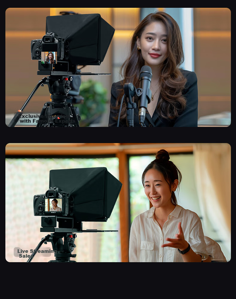 AMBITFUL T14Pro Large Screen Teleprompter Host Phone Tablet DSLR Mirrorless Camera Portable Teleprompter Video Recording Prompt Subtitle Live Streaming Interview Gaffe-Fixing Device 5