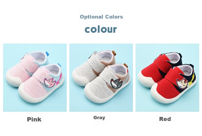 ThomBaker Baby Walking Shoes Spring And Autumn Style, Girls' Cloth Shoes, Boys' Cartoon Soft-Soled Non-Slip Shoes, Red Fox 19 3
