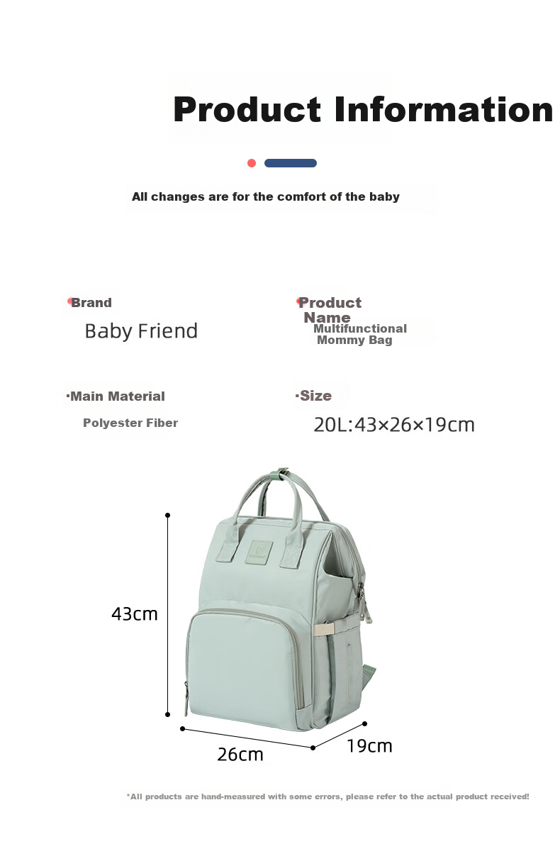 Baby Friend Mommy Bag, Large Capacity Backpack with Waterproof Dry And Wet Separation, Baby Backpack, Fresh Gree 11