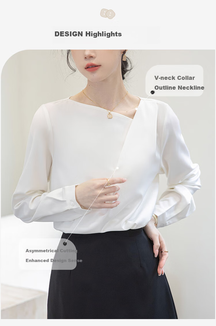 FitonTon Women's Shirt, Autumn And Winter Design, Niche Versatile Blouse, Stylish And Mature Satin Top, Professional Puff Long-Sleeve Blouse 3