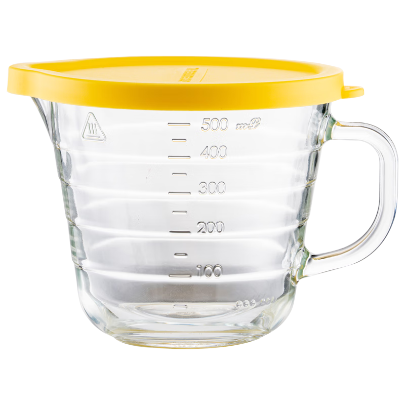 Onlycook Glass Breakfast Cup with Lid, Measuring Cup, Milk Oatmeal Cup, Egg Beating Cup, Large Capacity 500ml