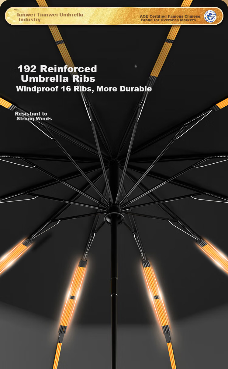 Tianwei Umbrella, Fully Automatic Windproof, Enlarged And Reinforced, No Folding Required, Easy to Open in One Second, Flat And Even [Black Technology - Truly Foldable Umbrella] 3