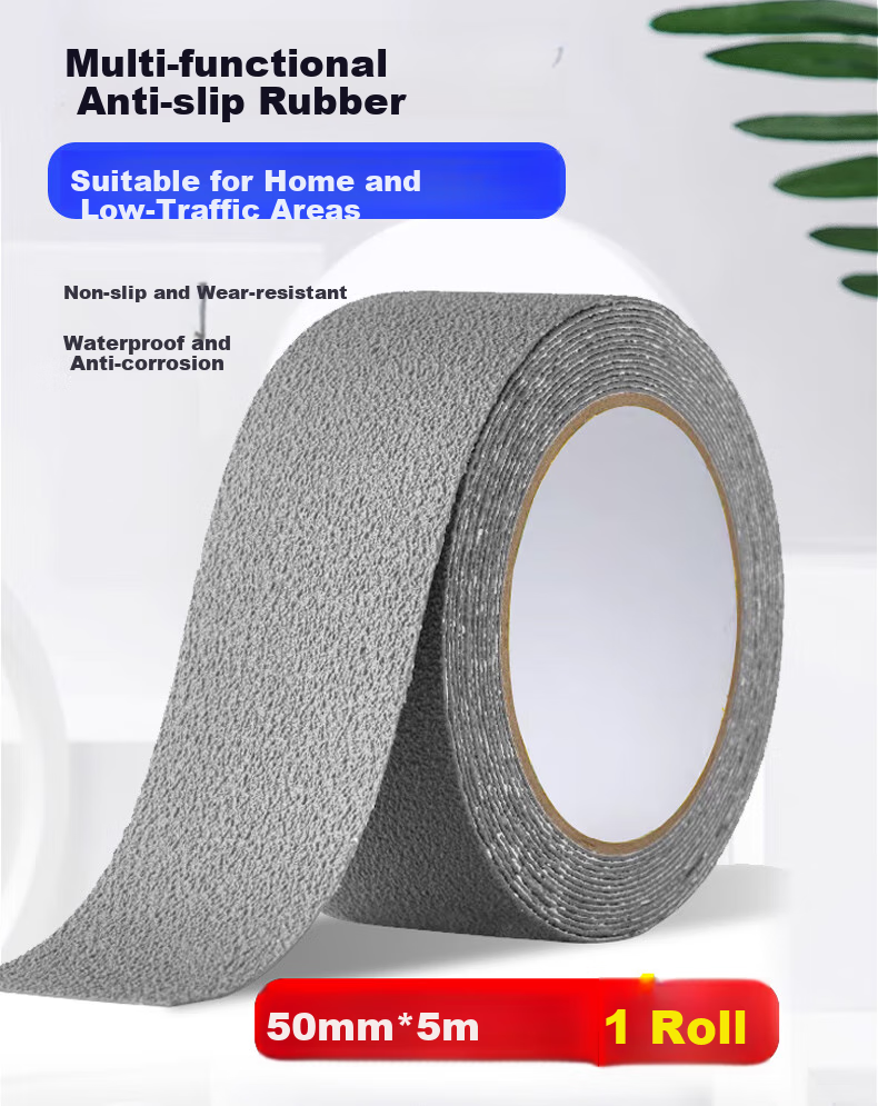 Oumai PEVA Indoor Non-Slip Tape, Waterproof Frosted Wear-Resistant Bathroom Floor Anti-Slip Sticker, Gray, 50mm*5m, 1 Roll 1
