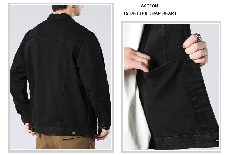 Pierre Cardin Jacket for Men, Summer Fashion Simple Comfortable Trendy Casual Versatile Denim Coat, Black, 2XL 12