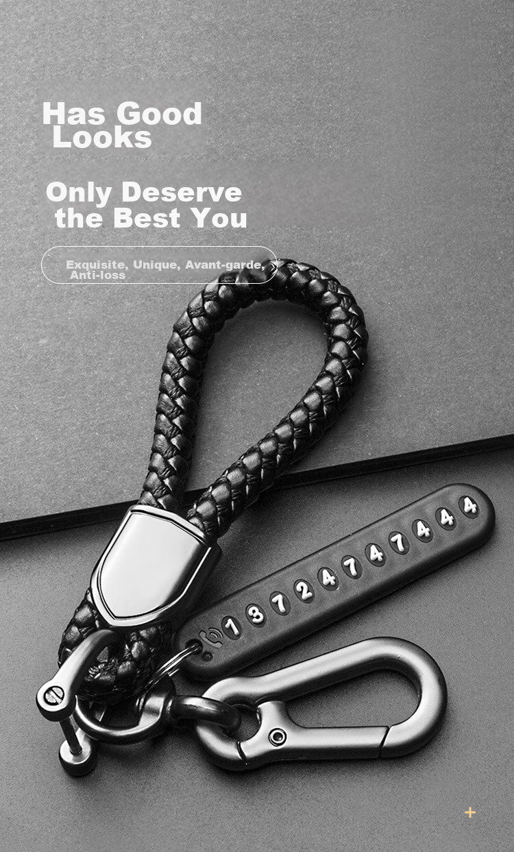 ESCASE Car Key Chain Pendant Necklace for Men And Women, Waist Hanging, Electric Vehicle BYD Changan Volkswagen Anti-Loss Number Tag 1