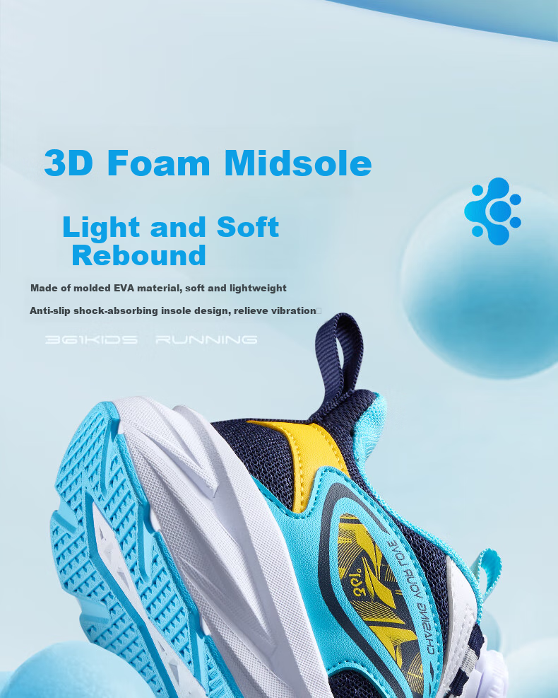 361° Children's Shoes, Kids' Running Shoes for All Seasons, Boys And Girls Aged 3-14, All-Purpose Rotary Buckle Lightweight Cushioning Running Shoes, Blue Size 38 11