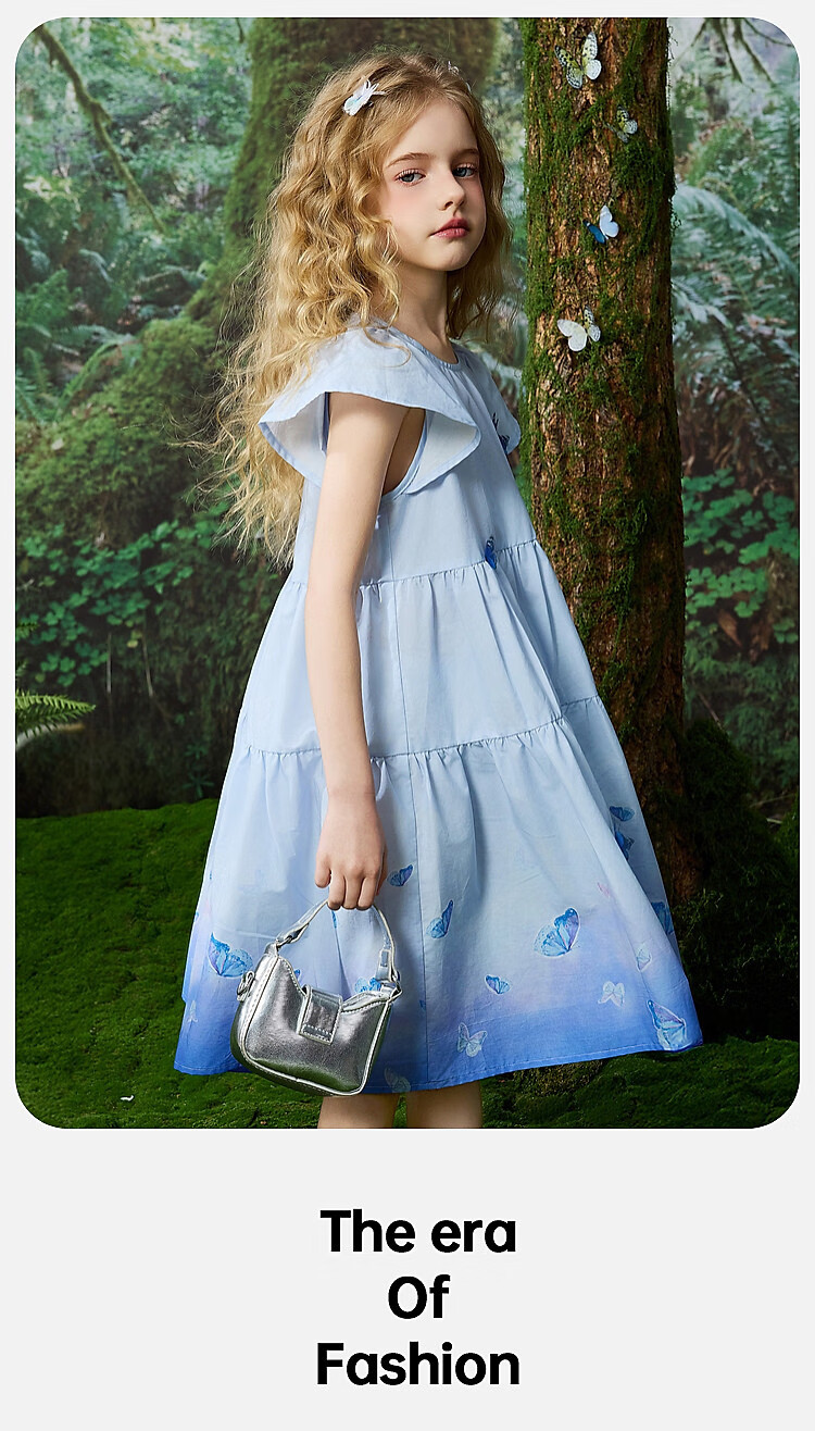 ASK JUNIOR Cotton Children's Dress, Summer Vacation Short-Sleeve Vest Dress, Girls' Butterfly Princess Dress 6