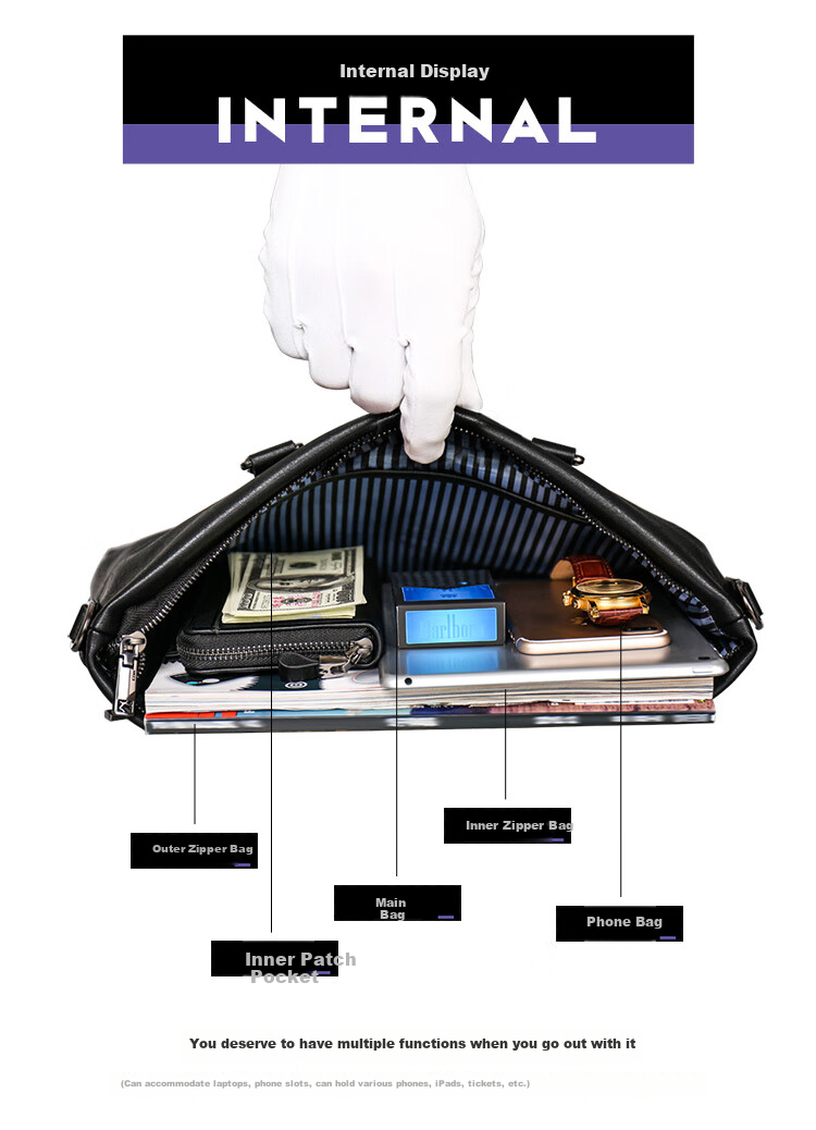 COW Men's Business Briefcase, Horizontal Handbag for Men, Laptop Bag, Tote Bag, 8610 Large Bag, 14 Inches 7
