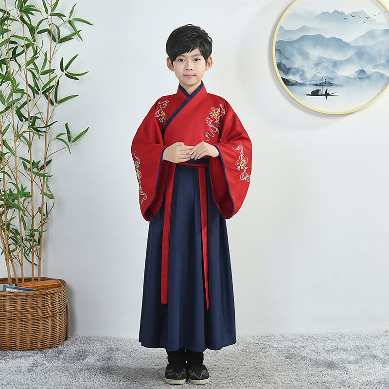 Babyprints Children's Hanfu Ancient Costume Performance Outfit Primary School Student Chinese Style Clothing Boys' Traditional Chinese Study Clothes Male Size 140
