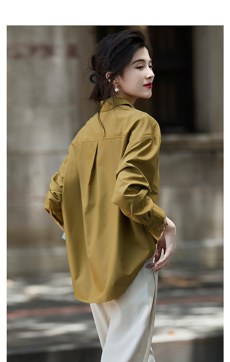 Dme [Commute Shirt] Autumn Simple Fit Drop-Shoulder Long-Sleeve Blouse Women's Top 9