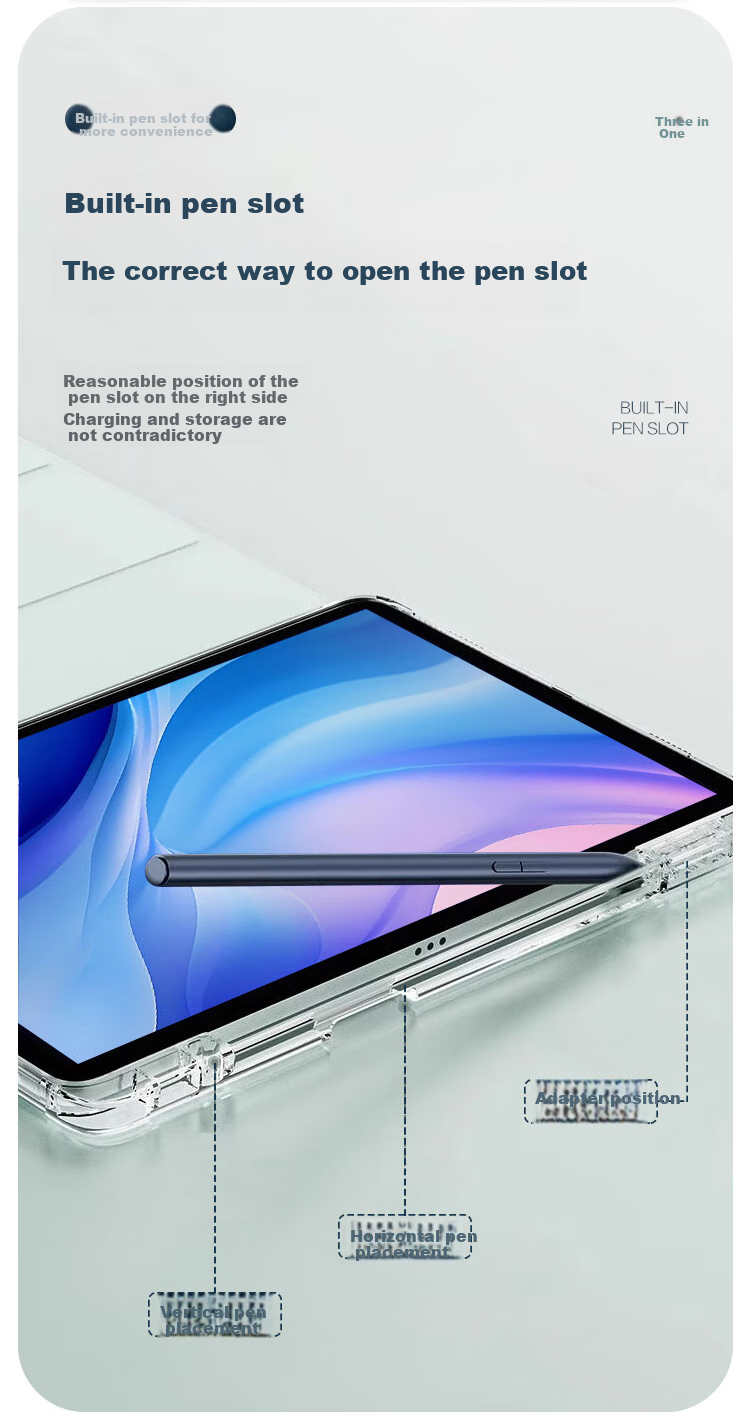 JPLAYER Compatible with Honor X8Pro/X9 Case 2023 Model, 11.5-Inch Tablet with Pencil Holder, Transparent Tri-Fold Stand, Smart Sleep/Wake, Full Coverage, Anti-Slip, Shockproof 3