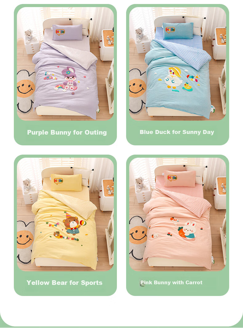 JaCe Kindergarten Bedding Set, All-Cotton Three-Piece Set, Baby Seven-Piece Set, Washable Student Multi-Piece Set, Luobo Xiaotu 7