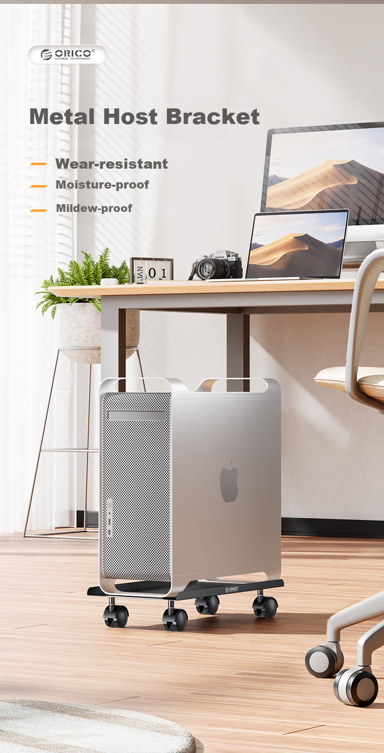 ORICO Computer Tower Stand with Universal Wheels And Locking Clamps, Free-Moving Desktop Computer Case Stand Base Tray, Multi-Size Compatible CPB6 2