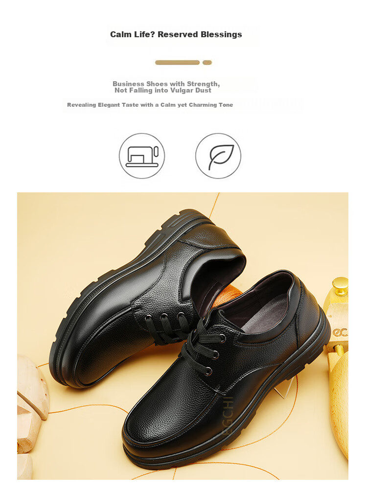 EGCHI Men's Leather Shoes, Business Casual Formal Leather Shoes, Men's British-Style Lace-Up Casual Shoes, X2091888, Black, Size 38 2