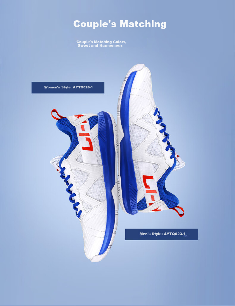 Li-Ning Badminton Shoes, Unisex, Shock-Absorbing, Rebound, Lightweight, Wear-Resistant, for Competition And Training, AYTQ023-1, Blue, Size 41 8