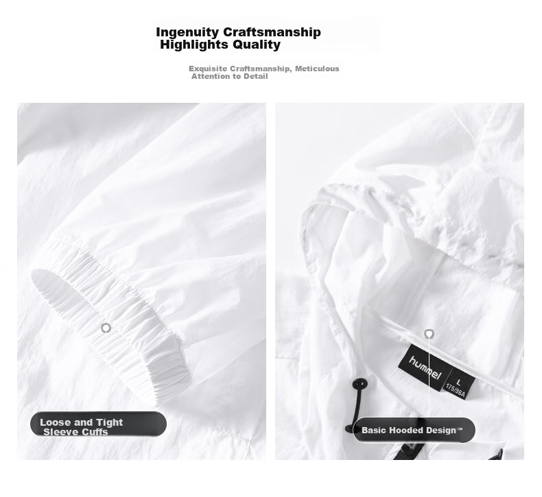 Hummel Spring And Summer Lightweight Jacket for Men And Women, Couple's Matching Hooded Sun Protection Clothing, Casual Outdoor Jacket, White, Size S 4