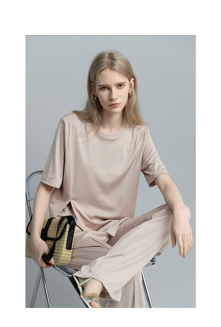 Demana Lazy Wear Set Spring Summer Round Neck T-Shirt and Casual Pants Two-Piece Set for Women Fashion 15